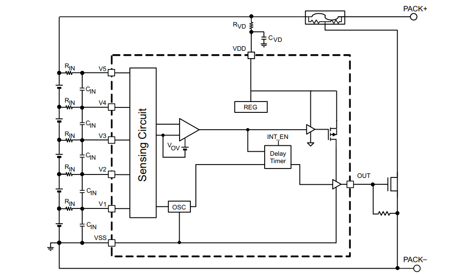 Schéma - Texas Instruments CI de protection contre la surtension pour les batteries Li-Ion bq7718xy
