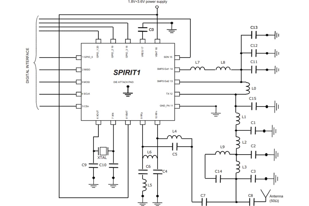 Schéma du circuit d'application - STMicroelectronics Kits de développement et carte fille pour émetteur-récepteur