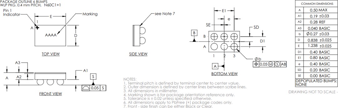 Mechanical Drawing - Analog Devices / Maxim Integrated MAX44290 Low-Offset Low-Power Op Amp