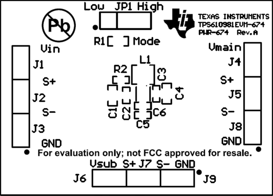 Mechanical Drawing - Texas Instruments TPS610985EVM-782 Boost Converter EVM