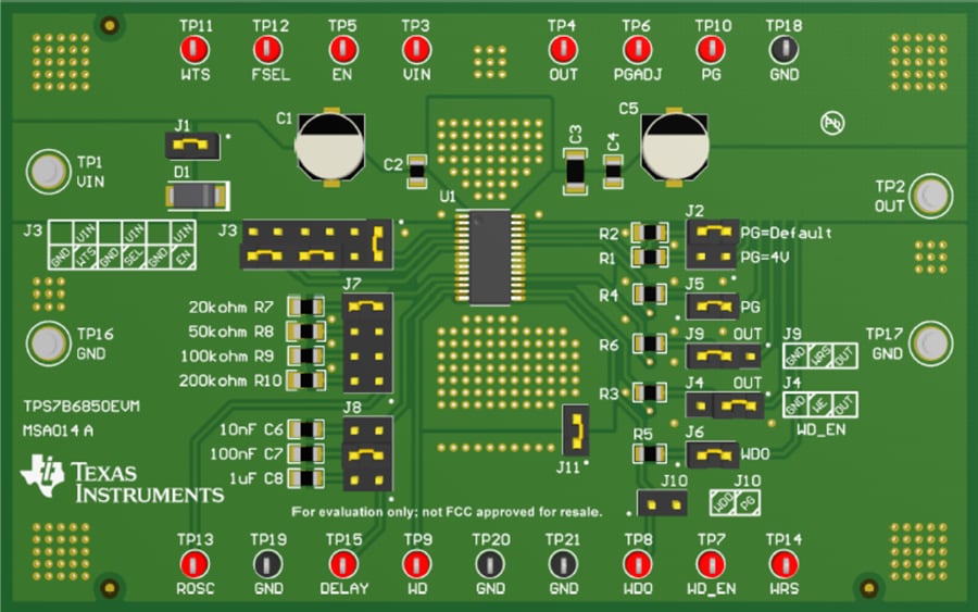 Mechanical Drawing - Texas Instruments TPS7B6850EVM LDO Evaluation Module (EVM)