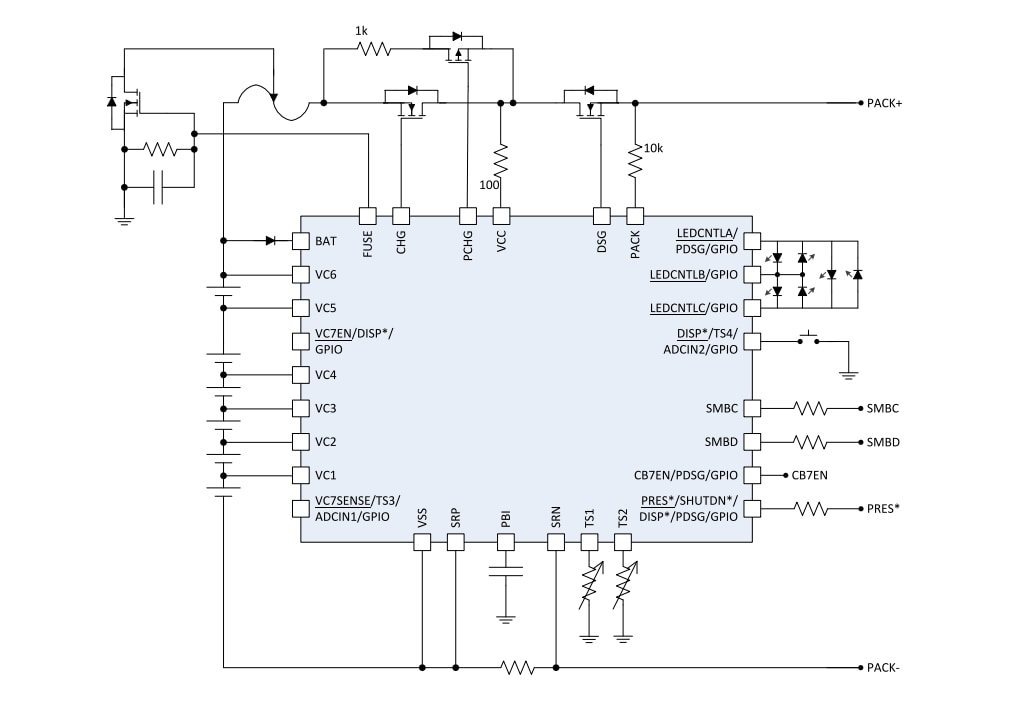 Schematic - Texas Instruments bq40Z80 Battery Pack Manager