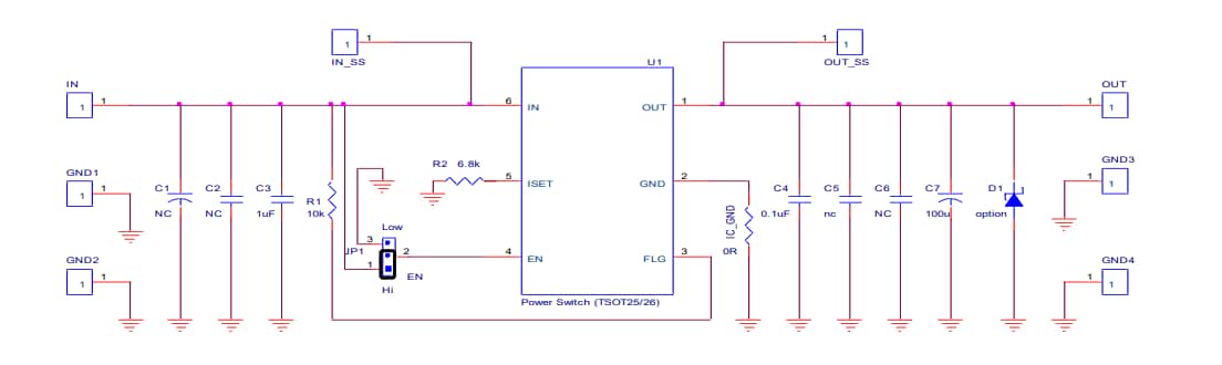 Schéma - Diodes Incorporated Module d'évaluation AP22615AWU-EVM