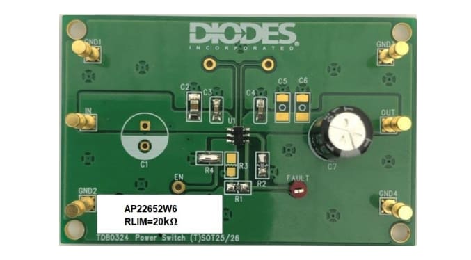 Circuit de localisation - Diodes Incorporated Module d'évaluation AP22652W6-EVM