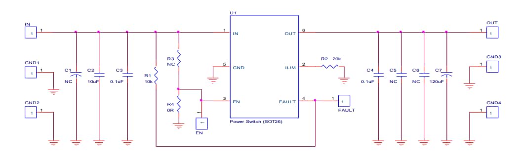 Schéma - Diodes Incorporated Module d'évaluation AP22652W6-EVM