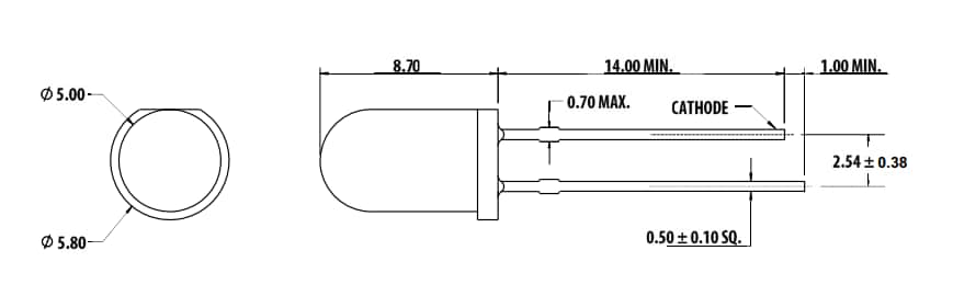 Plan mécanique - Broadcom Lampes DEL à infrarouge rondes 5 mm