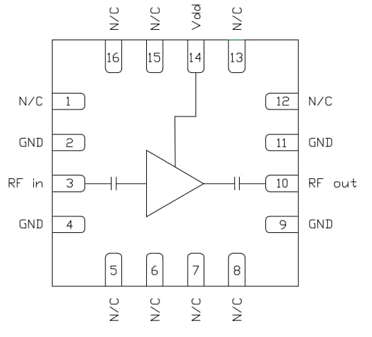 Schéma de principe - Qorvo Amplificateur à faible bruit 4-8 GHz CMD270P3