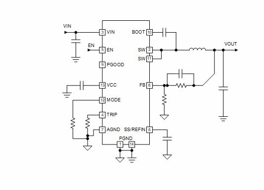 Schéma - Texas Instruments Convertisseurs Buck synchrones TPS54J060