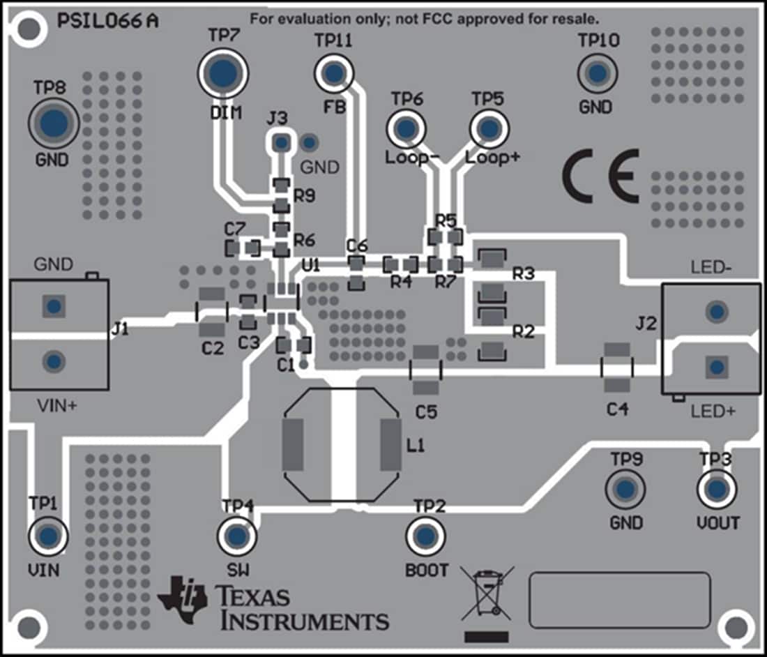 Plan mécanique - Texas Instruments Module d'évaluation TPS92200D1EVM/TPS92200D2EVM