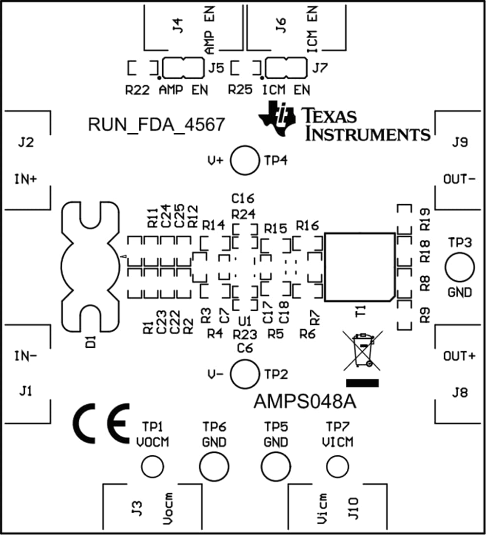 Plan mécanique - Texas Instruments Module d'évaluation (EVM) d'amplificateur RUN-FDA - 4567-EVM
