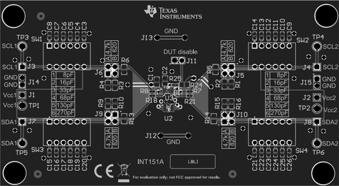 Plan mécanique - Texas Instruments Module d'évaluation de décalage de niveau TCA39306EVM