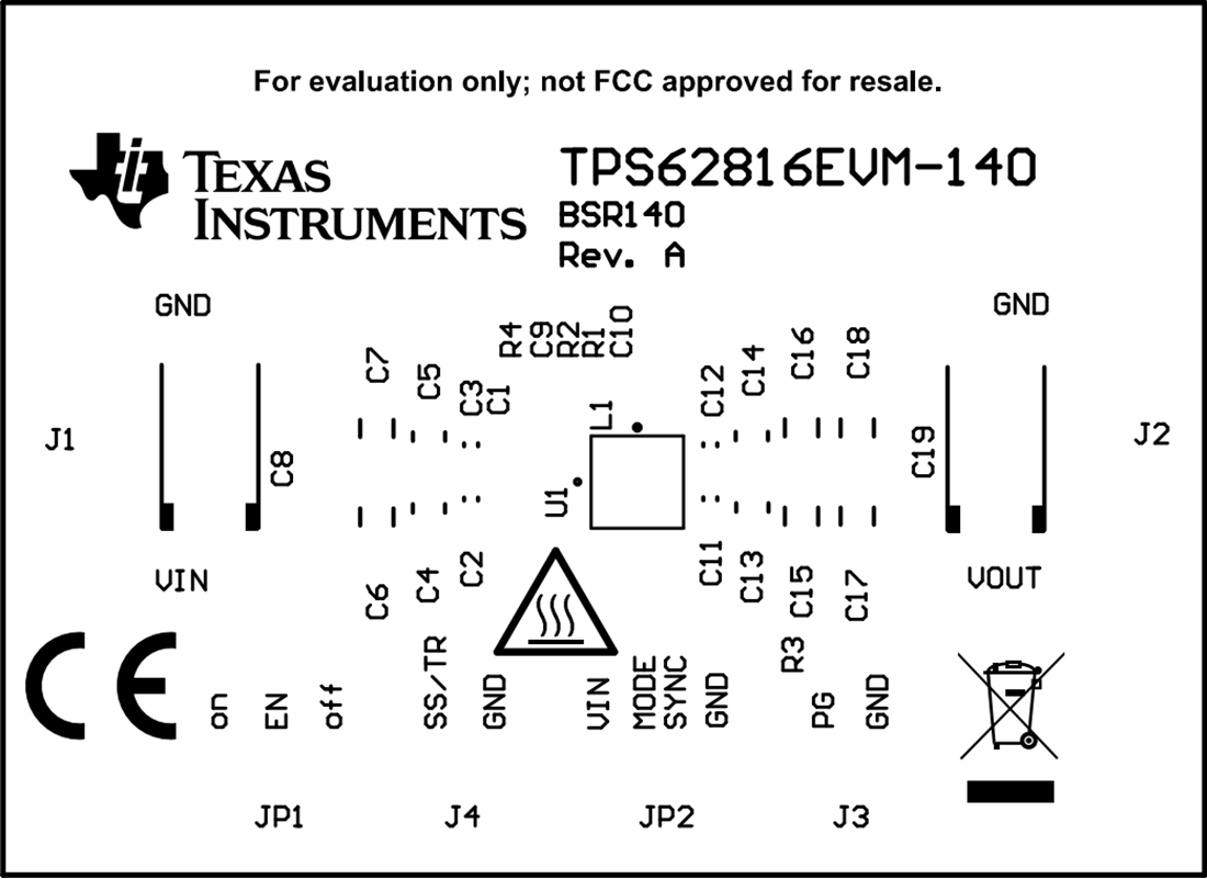 Plan mécanique - Texas Instruments Module d'évaluation de convertisseur TPS62816EVM-140