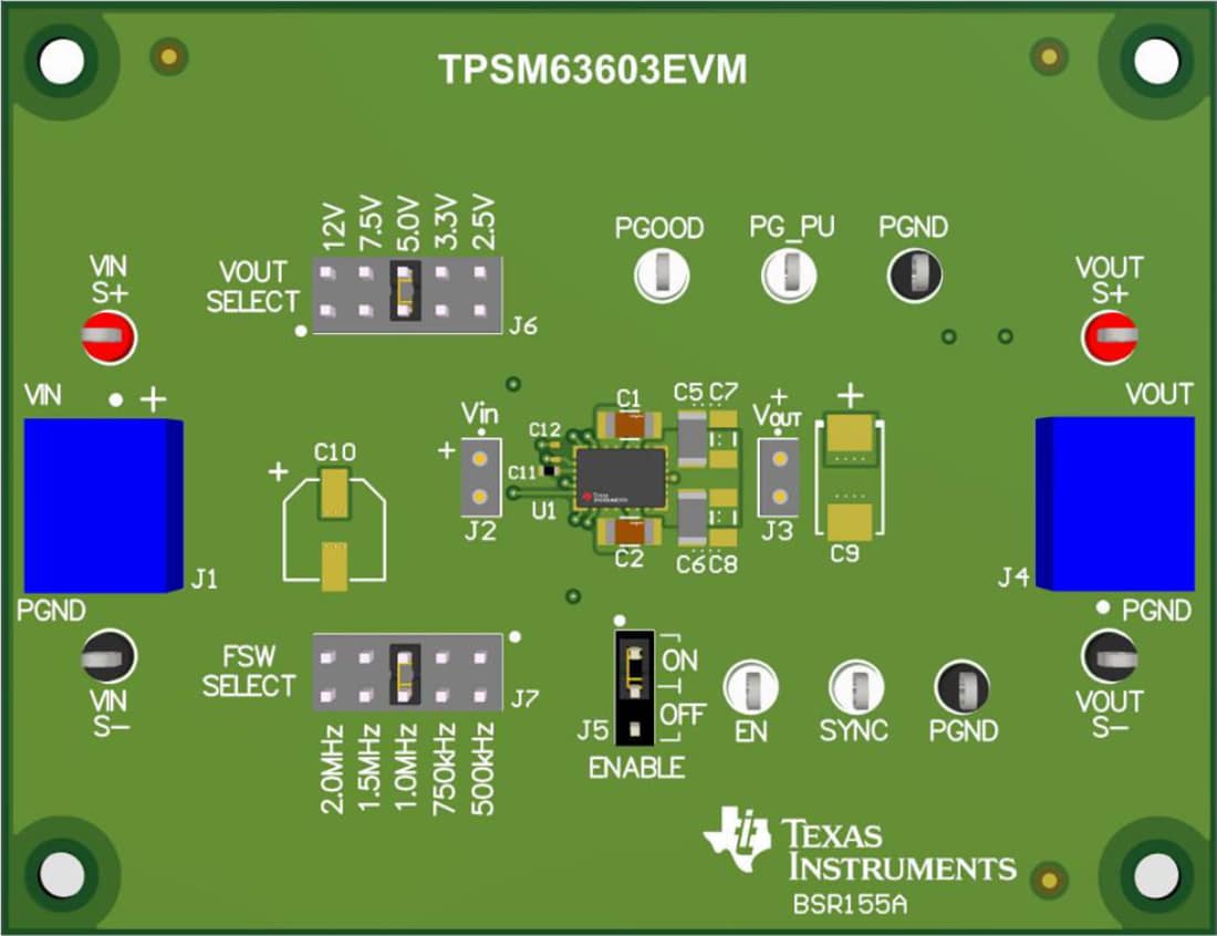Plan mécanique - Texas Instruments Module d'alimentation EVM TPSM63603EVM/TPSM63603SEVM