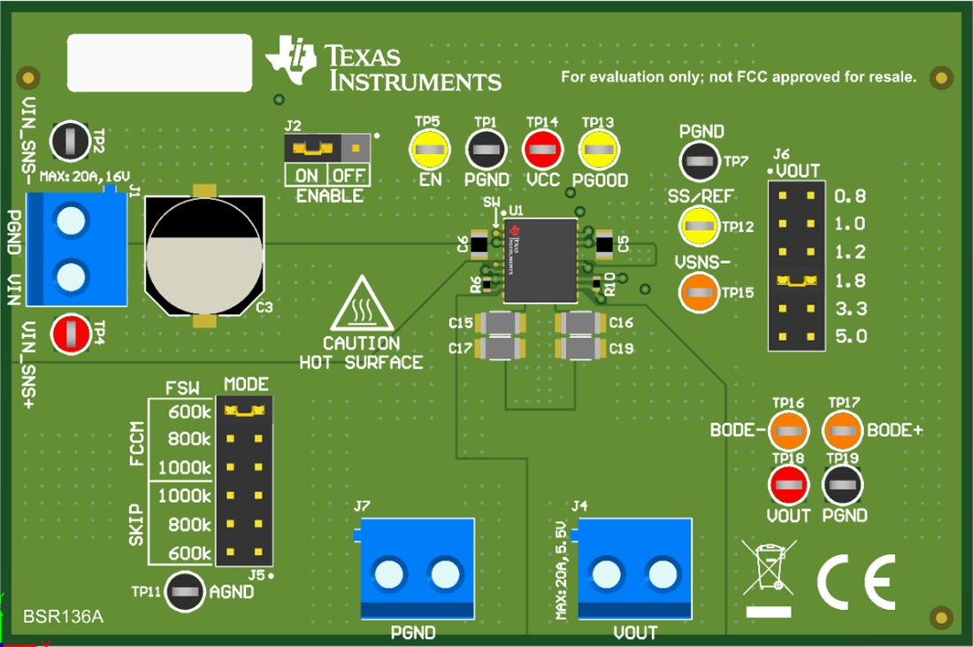 Plan mécanique - Texas Instruments Module d'évaluation de convertisseur TPSM8A29EVM