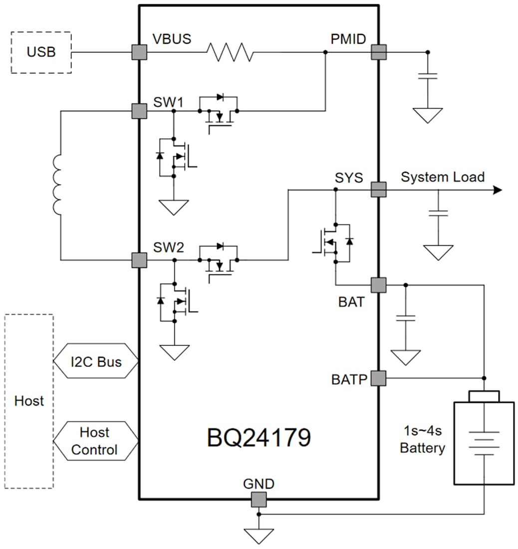 Schéma - Texas Instruments Chargeurdee batterie Buck-Boost bq24179