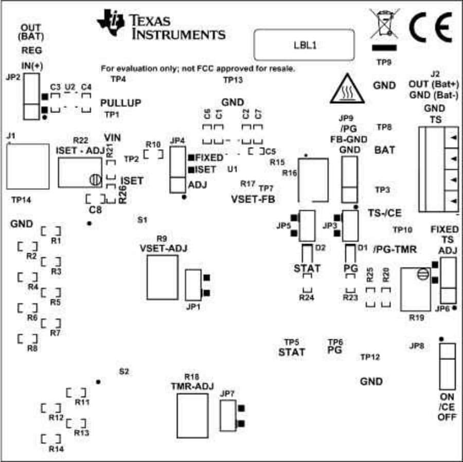 Plan mécanique - Texas Instruments Module d'évaluation de chargeur de batterie bq25170EVM
