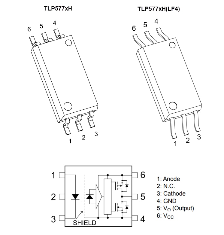 Plan mécanique - Toshiba LED infrarouge et CI photo TLP577xH