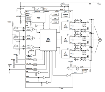 Schéma du circuit d'application - ROHM Semiconductor Pré-pilotes de moteur brushless BM64300MUV/BM64070MUV