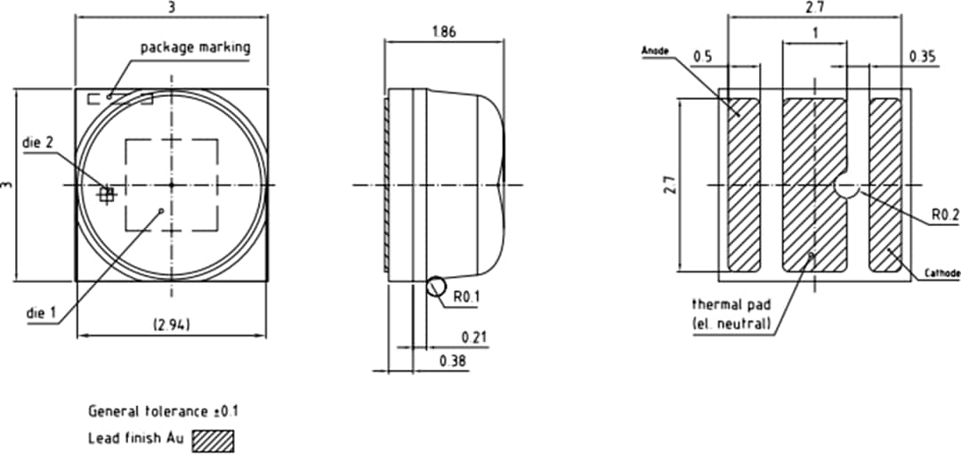 Plan mécanique - ams OSRAM LED rouge foncé OSLON® CSBPM2.24