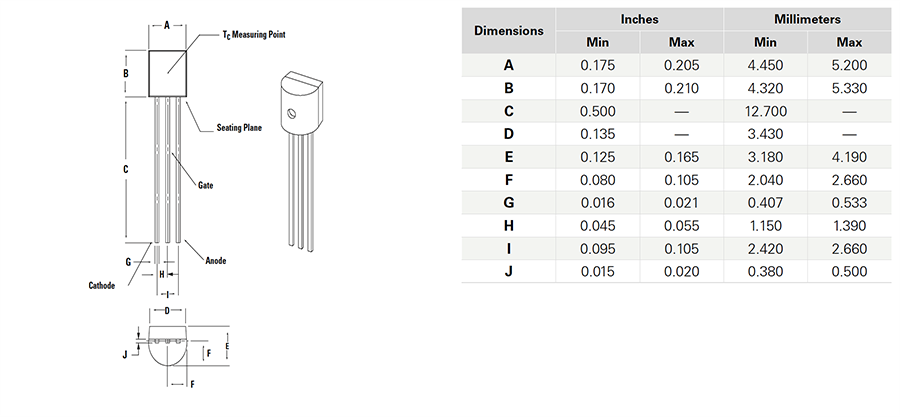 Littelfuse Thyristors SCR sensibles 1,5 A EV Sx02xSx