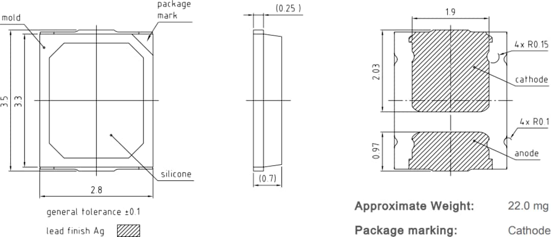 Plan mécanique - ams OSRAM LED OSCONIQ® E 2835