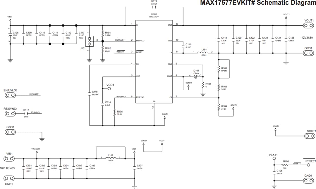 Schéma - Analog Devices / Maxim Integrated Kits d’évaluation MAX17577EVKIT et MAX17578EVKIT