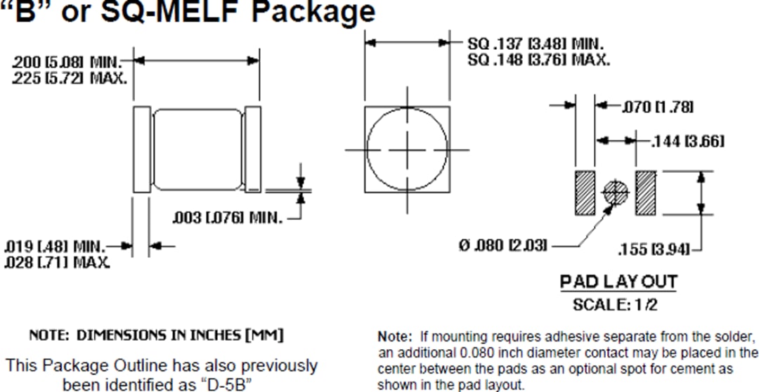 Plan mécanique - Microchip Technology Suppresseur de tension transitoire 1N6111AUS/TR