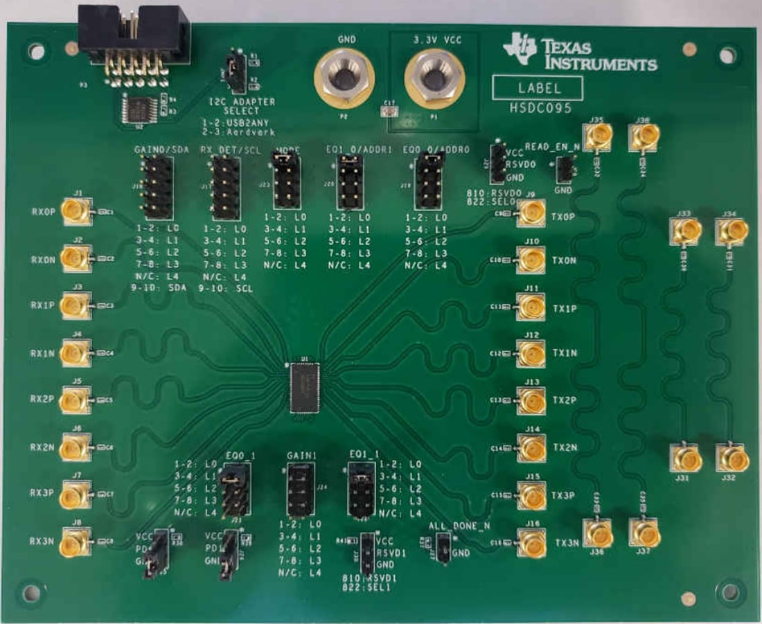Plan mécanique - Texas Instruments Module d'évaluation de réadaptateur DS320PR810-SMP-EVM