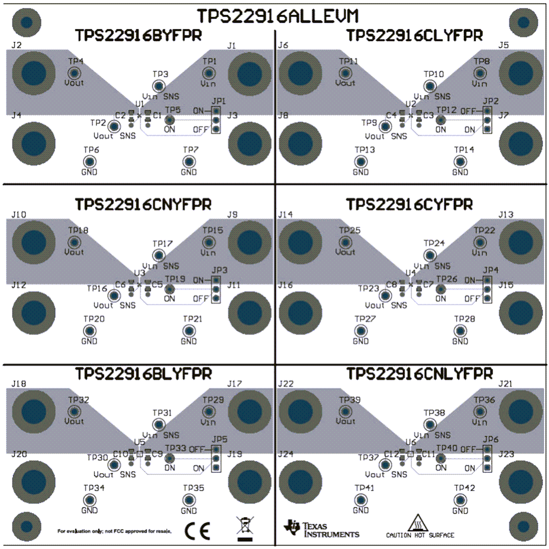 Plan mécanique - Texas Instruments Module d'évaluation de commutateur de charge TPS22916ALLEVM