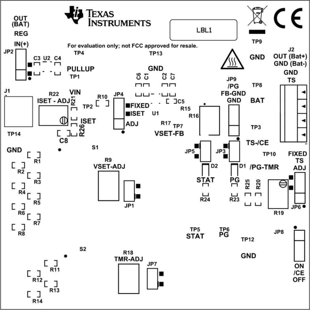 Plan mécanique - Texas Instruments Module d'évaluation (EVM) du chargeur bq25173EVM