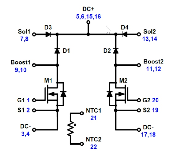 Schéma - onsemi Module MOSFET SiC complet NXH80B120MNQ0