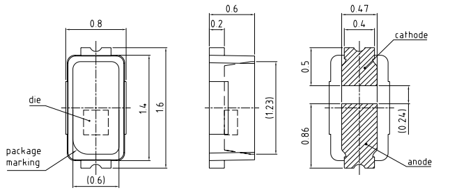 Plan mécanique - ams OSRAM LED FIREFLY® E1608 CH DELSS1.22