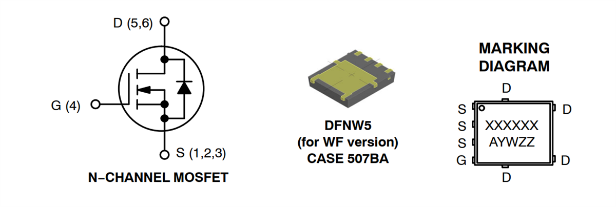 Schéma du circuit d'application - onsemi MOSFET de puissance monocanal N NVMFWS002N10MCL