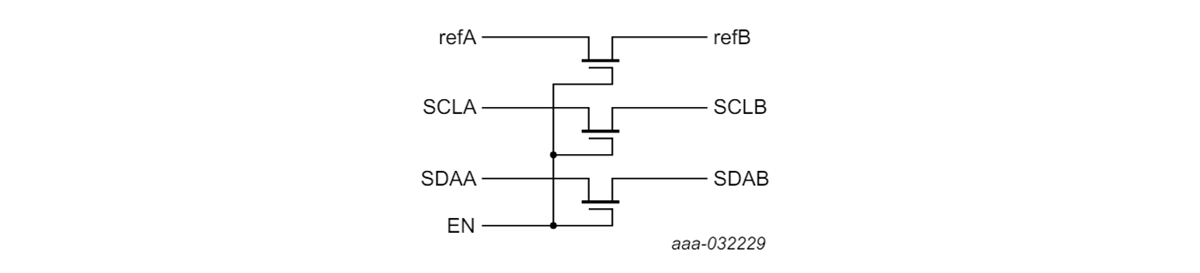 Schéma du circuit d'application - Nexperia Convertisseurs de niveau bidirectionnel NCA9306