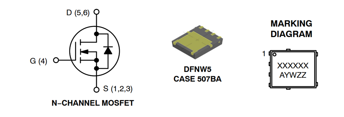 Schéma du circuit d'application - onsemi MOSFET de puissance monocanal N NVMFWS003N10MC