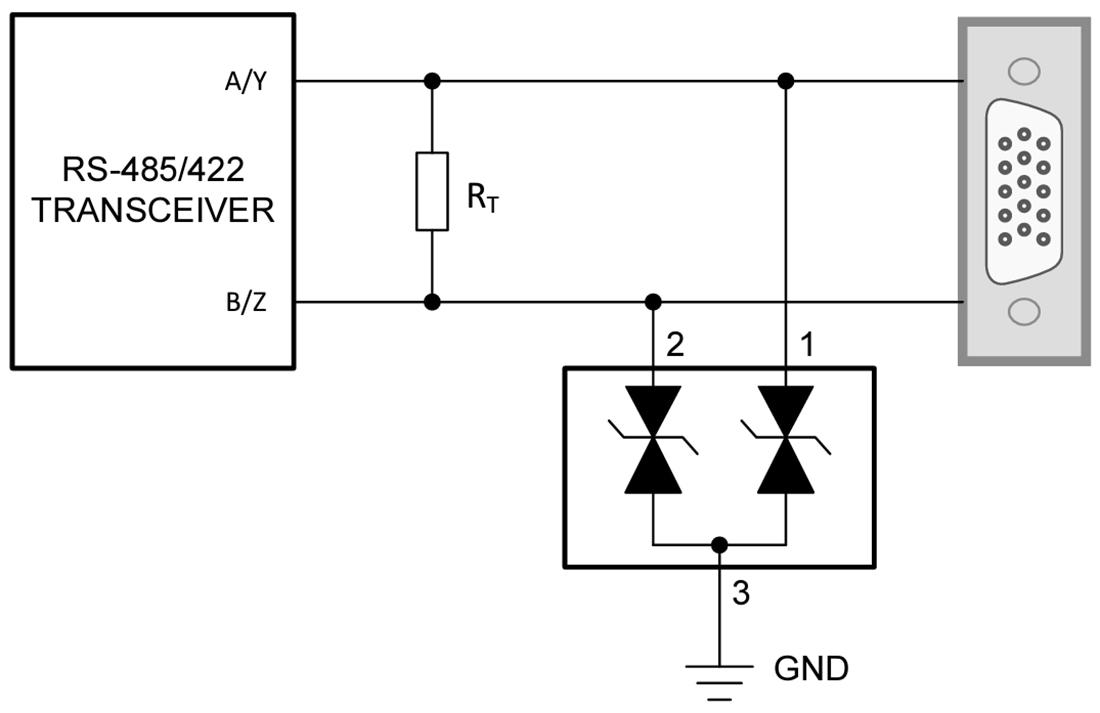 Schéma - Texas Instruments Diode de protection bidirectionnelle contre les décharges électrostatiques et les surtensions ESDS552 