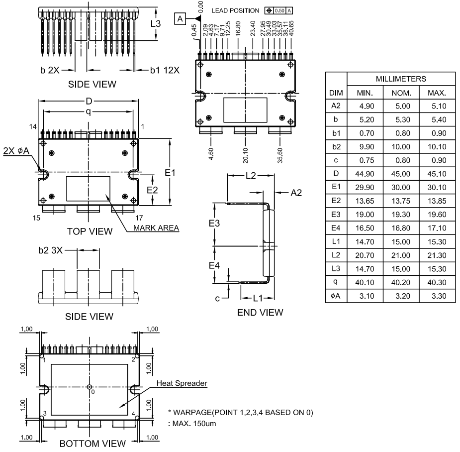 Plan mécanique - onsemi Module MOSFET NXV08H350XT1