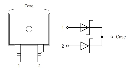 Schéma - Littelfuse Diodes à barrière de Schottky SiC LSIC2SD065D40CC