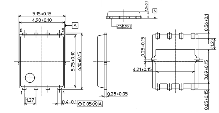 Graphique - Toshiba MOSFET à canal N au silicium TPH1100CQ5