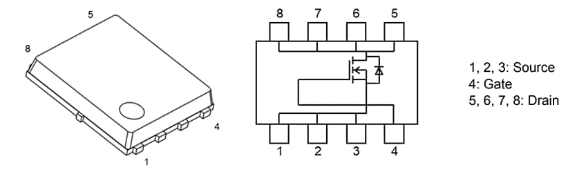 Schéma du circuit d'application - Toshiba MOSFET à canal N au silicium TPH1100CQ5