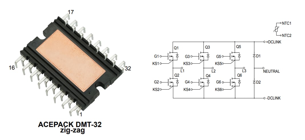 Schéma du circuit d'application - STMicroelectronics Module d’alimentation automobile M2TP80M12W2-2LA