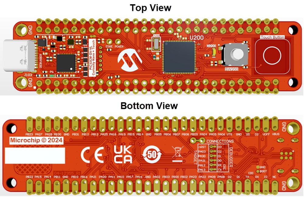 Plan mécanique - Microchip Technology Kit d'évaluation PIC32CM GV-VL Curiosity Nano+ Touch