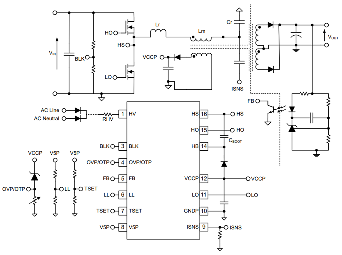 Schéma - Texas Instruments Contrôleurs LLC 750 kHz UCC25661x/UCC25661x-Q1