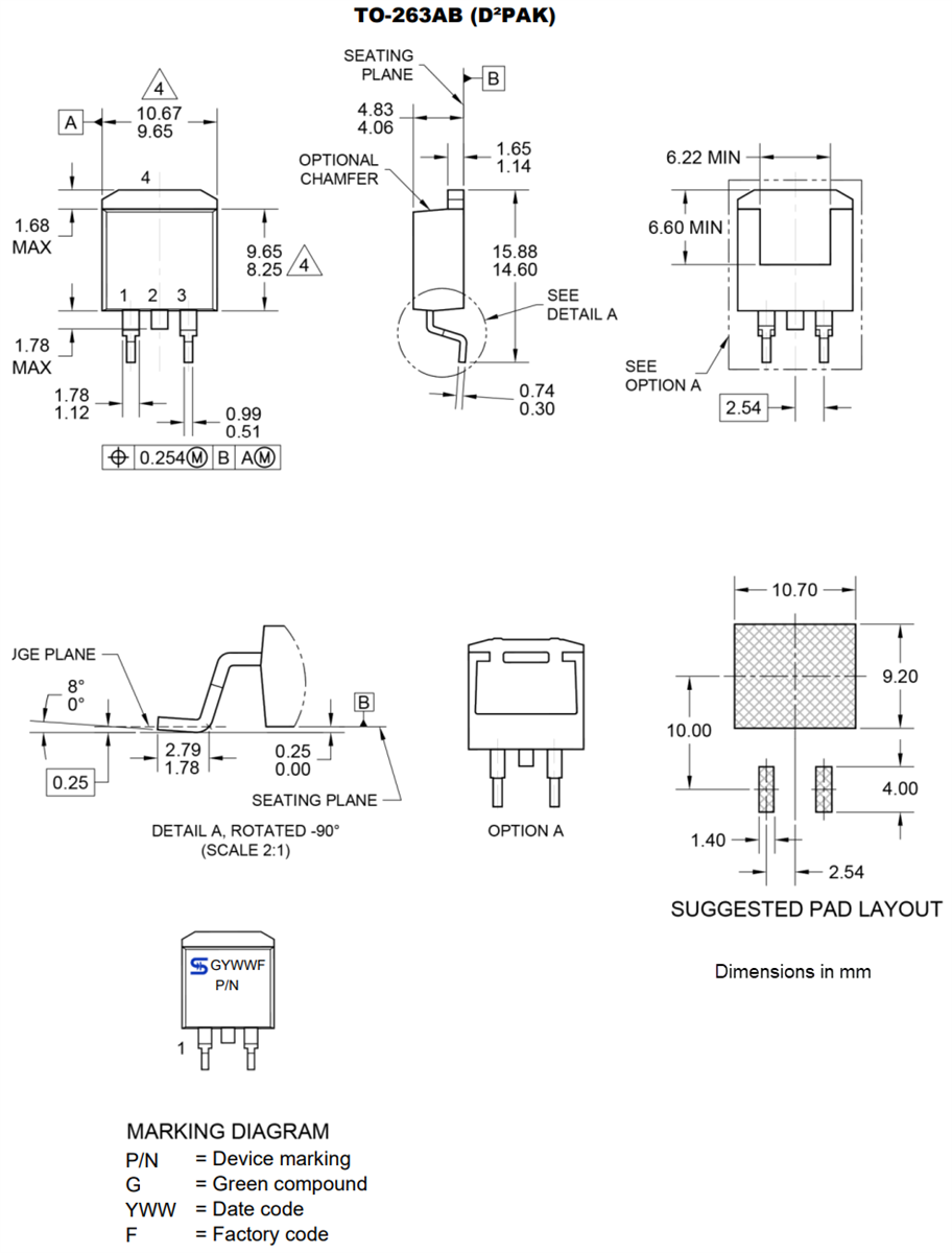 Plan mécanique - Taiwan Semiconductor Diodes à dispositif d'antiparasitage de tension transitoire (TVS) TLDxxAH