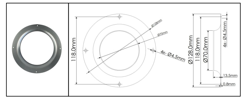 Mechanical Drawing - Orion Fans ODC10025 Compact 100x25mm DC Centrifugal Blowers