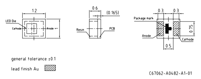 Plan mécanique - ams OSRAM LED à puce CT ELLN51.14