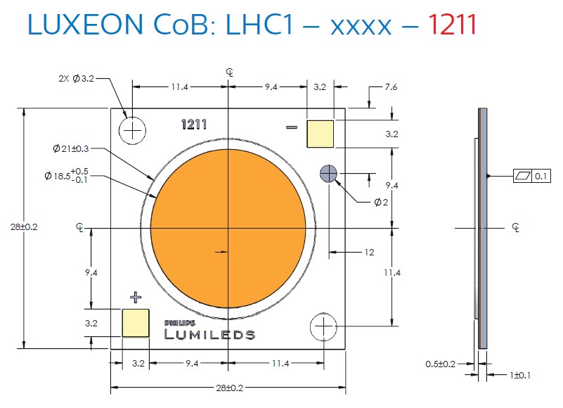 LUXEON CoB: LHC1 Size 1211