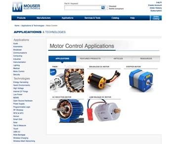 Mouser Launches New Motor Control Application Site